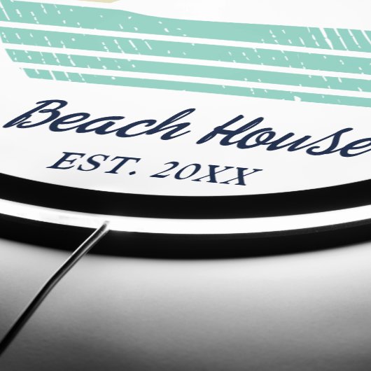 Beach House Family Reunion Palm Trees Retro LED Sign (Edge)