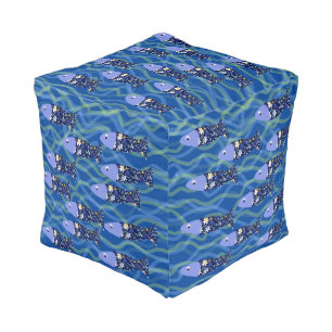 Beach House Fish Seascape Seaside fisherman Pouf