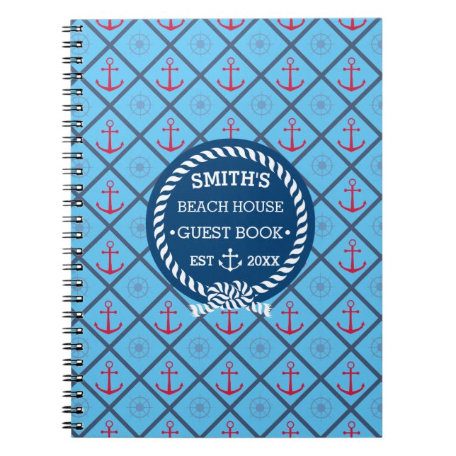Beach House Guest House Turquoise Blue Notebook (Front)