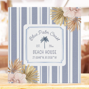 Beach House Guest Information Blue Stripes Coast 3 Ring Binder