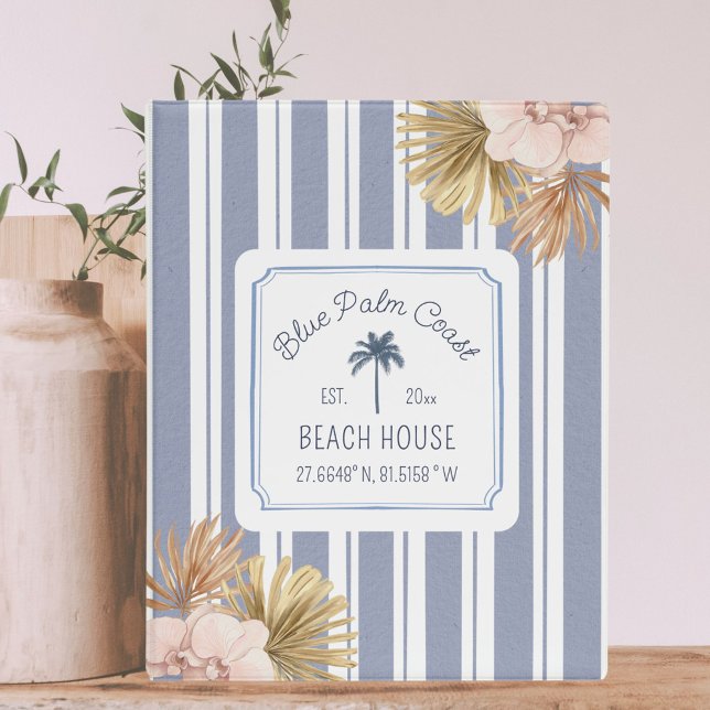 Beach House Guest Information Blue Stripes Coast  Mini Binder (In situ)