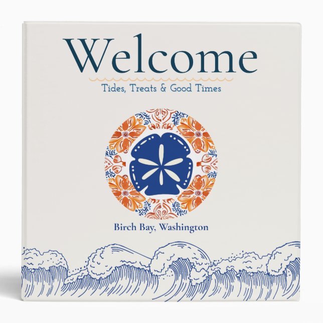 Beach House Guest Welcome Book 3 Ring Binder (Front)