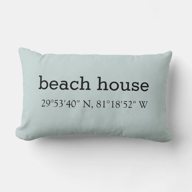 Beach House Location Beach Throw Pillow (Front)
