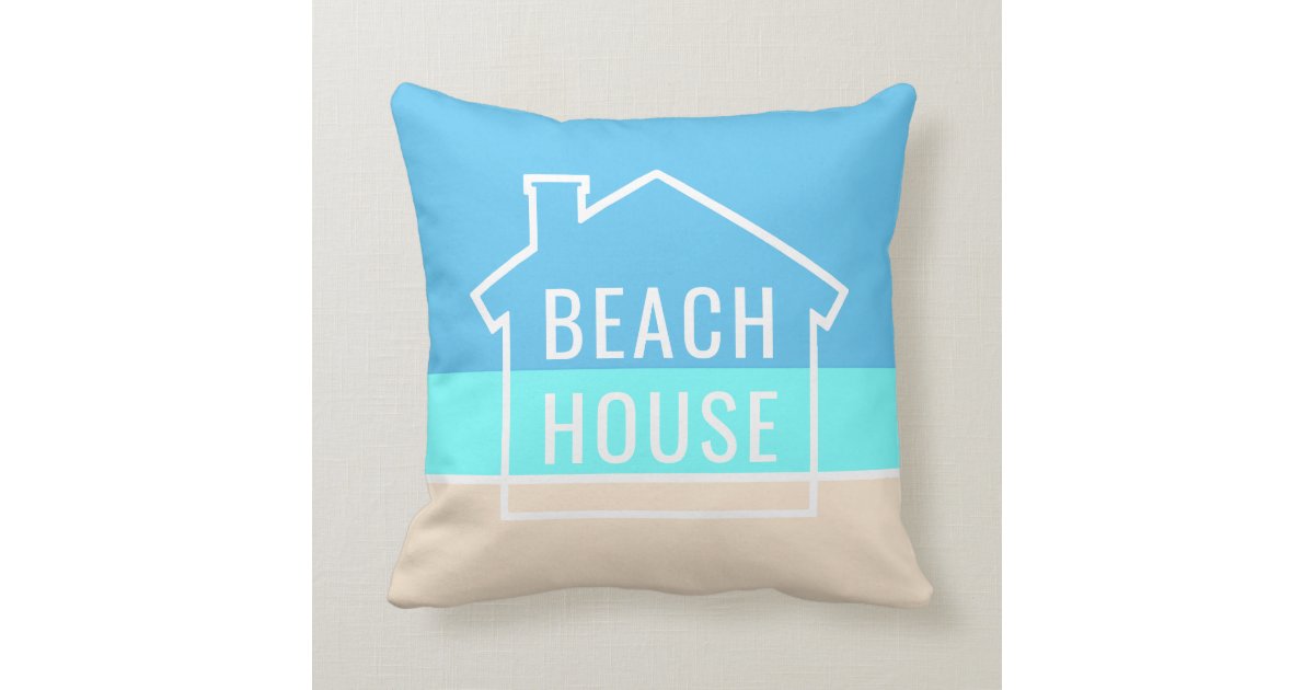 Beach House Modern Tropical Ocean Sand Striped Throw Pillow