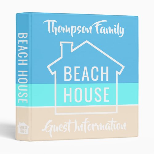 Beach House Modern Vacation Home Rental Informaion 3 Ring Binder