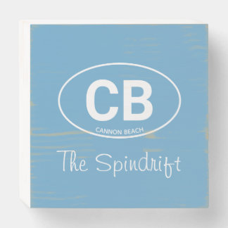 Beach House Name Blue Two Letter Oval Cannon Beach Wooden Box Sign