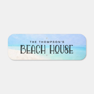 Beach House Name Coastal Digital Painting Metal Sign