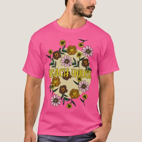 Beach House Name Personalized Flower Retro Floral  T_Shirt