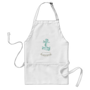 Beach House Nautical Anchor and Rope Aqua ID623 Adult Apron