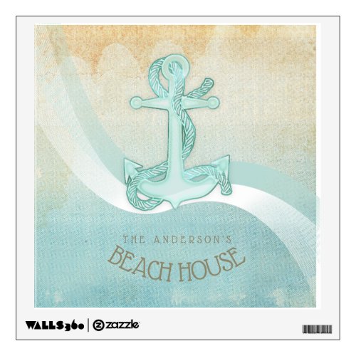 Beach House Nautical Anchor and Rope Aqua ID623 Wall Decal