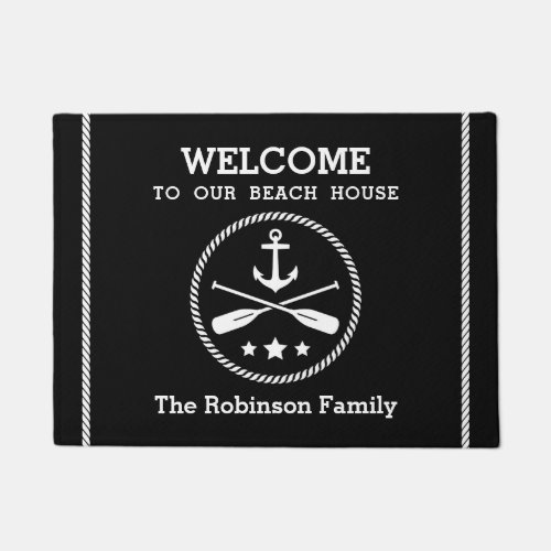 Beach House Nautical Anchor Oars Stars Rope Doormat