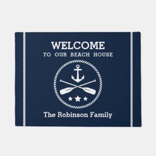 Beach House Nautical Anchor Oars Welcome Doormat