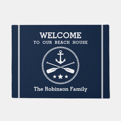 Beach House Nautical Anchor Oars Welcome Doormat