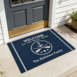 Beach House Nautical Anchor Oars Welcome Doormat
