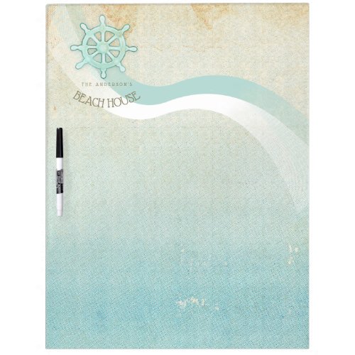 Beach House Nautical Boat Helm Aqua Blue ID623 Dry Erase Board