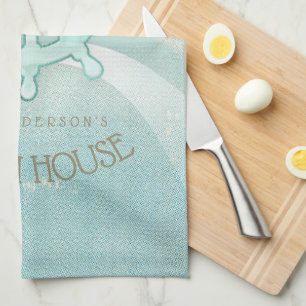 Beach House Nautical Boat Helm Aqua Blue ID623 Kitchen Towel