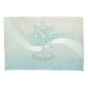 Beach House Nautical Boat Helm Aqua Blue ID623 Pillow Case