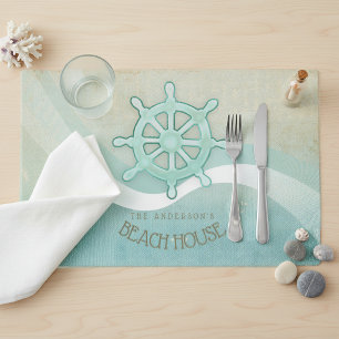 Beach House Nautical Boat Helm Aqua Blue ID623 Placemat