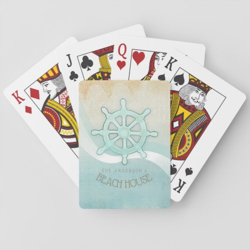 Beach House Nautical Boat Helm Aqua Blue ID623 Poker Cards