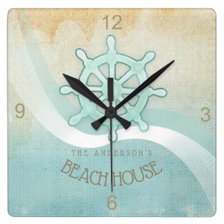 Beach House Nautical Boat Helm Aqua Blue ID623