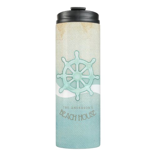 Beach House Nautical Boat Helm Aqua Blue ID623 Thermal Tumbler