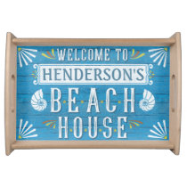 Beach House Nautical Coastal Summer | Custom Name Serving Tray