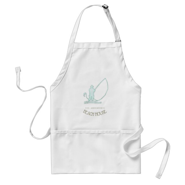 Beach House Nautical Fisherman Aqua Blue ID623 Adult Apron (Front)