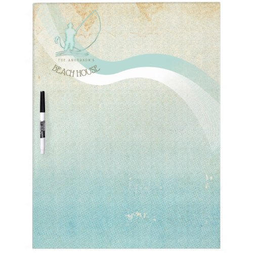 Beach House Nautical Fisherman Aqua Blue ID623 Dry Erase Board