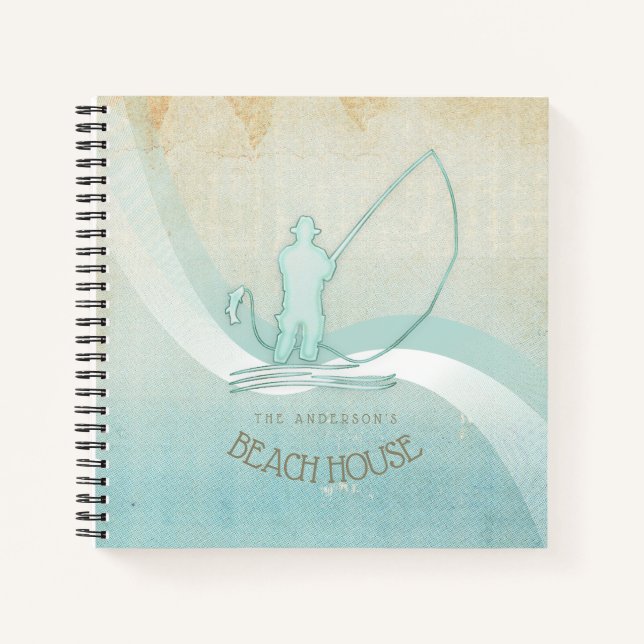 Beach House Nautical Fisherman Aqua Blue ID623 Notebook (Front)