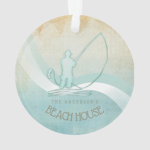 Beach House Nautical Fisherman Aqua Blue ID623 Ornament