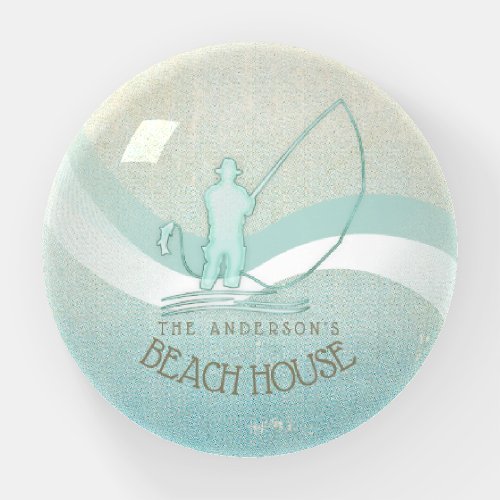 Beach House Nautical Fisherman Aqua Blue ID623 Paperweight