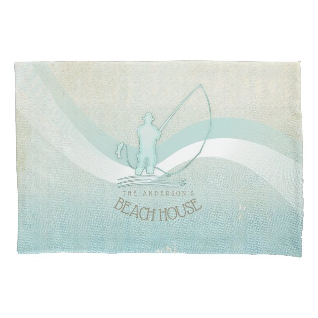 Beach House Nautical Fisherman Aqua Blue ID623 Pillow Case (Front)