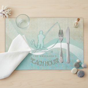 Beach House Nautical Fisherman Aqua Blue ID623 Placemat