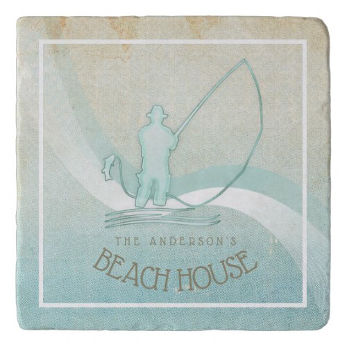 Beach House Nautical Fisherman Aqua Blue ID623 Trivet