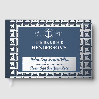 Beach House Nautical Key Vacation Rental Silver Foil Guest Book