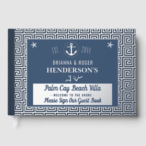 Beach House Nautical Key Vacation Rental Silver Foil Guest Book