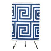 Beach House Nautical Navy White Greek Key Deco Tripod Lamp (Front)