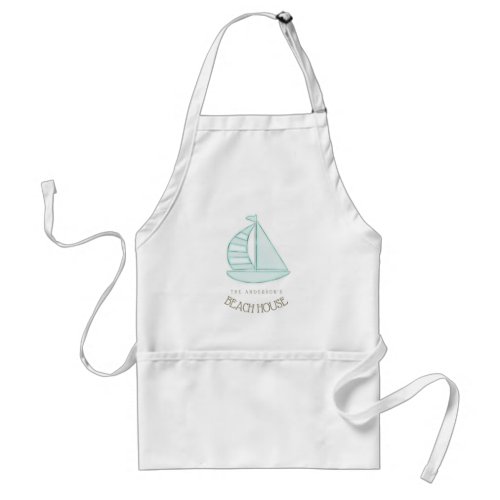 Beach House Nautical Sailboat Aqua Blue ID623 Adult Apron