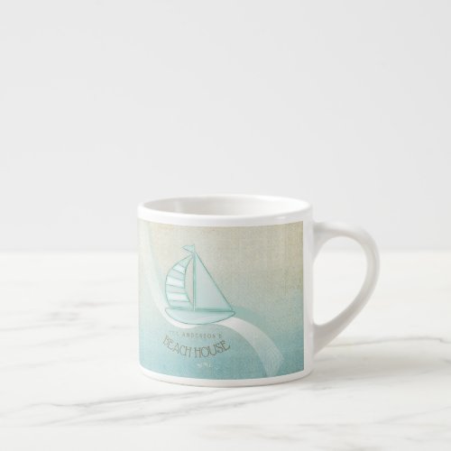 Beach House Nautical Sailboat Aqua Blue ID623 Espresso Cup