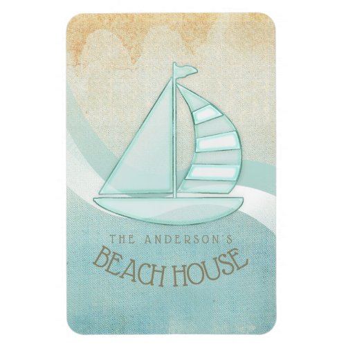 Beach House Nautical Sailboat Aqua Blue ID623 Magnet