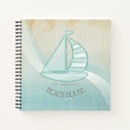 Beach House Nautical Sailboat Aqua Blue ID623 Notebook