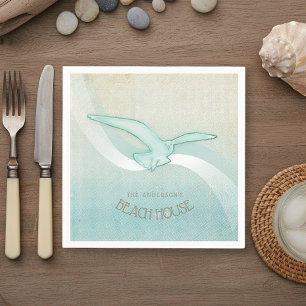 Beach House Nautical Seagull Aqua Blue ID623 Napkins