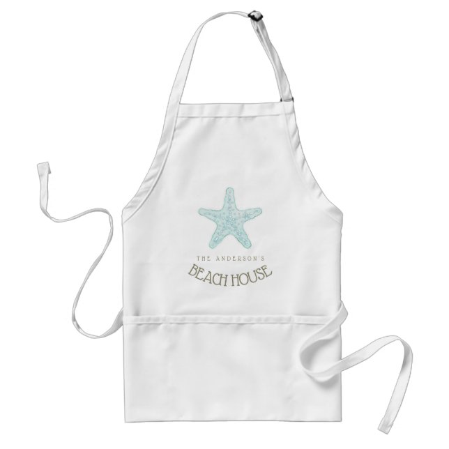 Beach House Nautical Starfish Aqua Blue ID623 Adult Apron (Front)