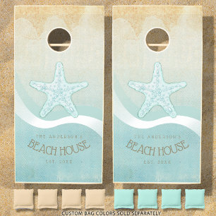 Beach House Nautical Starfish Aqua Blue ID623 Cornhole Set