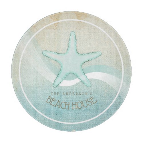 Beach House Nautical Starfish Aqua Blue ID623 Cutting Board