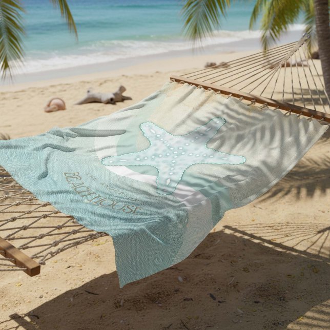 Beach House Nautical Starfish Aqua Blue ID623 Fleece Blanket (Creator Uploaded)