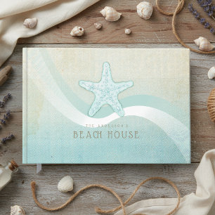 Beach House Nautical Starfish Aqua Blue ID623 Guest Book
