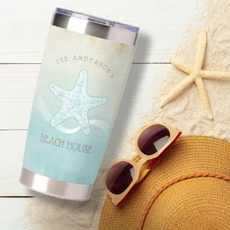 Beach House Nautical Starfish Aqua Blue ID623