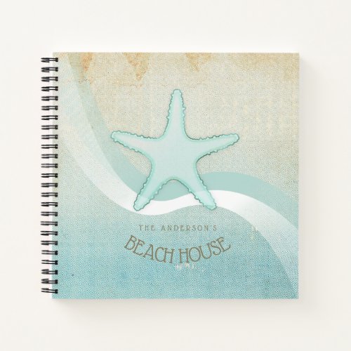Beach House Nautical Starfish Aqua Blue ID623 Notebook
