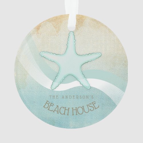 Beach House Nautical Starfish Aqua Blue ID623 Ornament